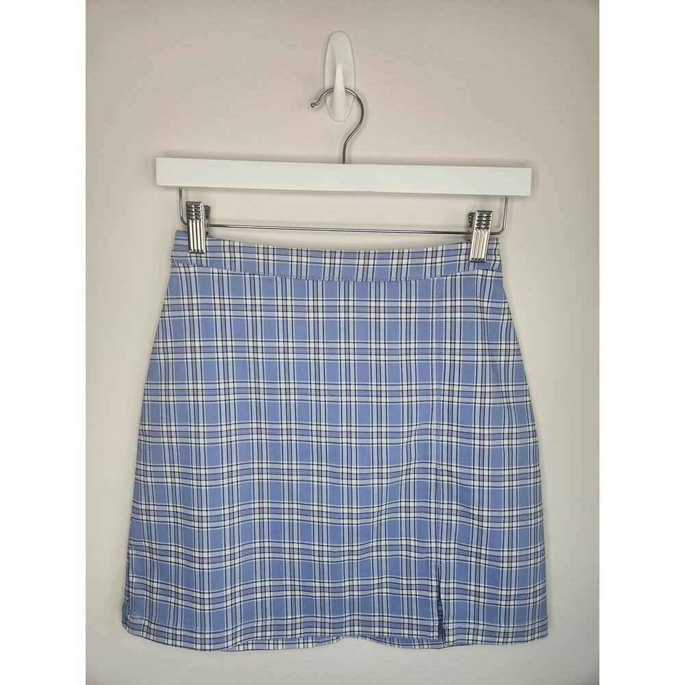 Hollister Blue and White Plaid Mini Skirt